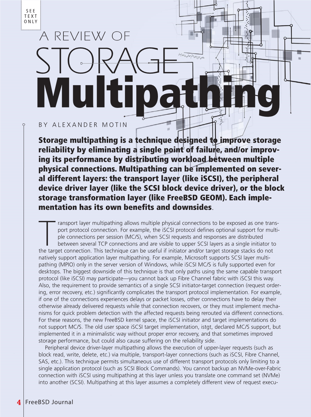 A REVIEW of STORAGE Multipathing by ALEXANDER MOTIN