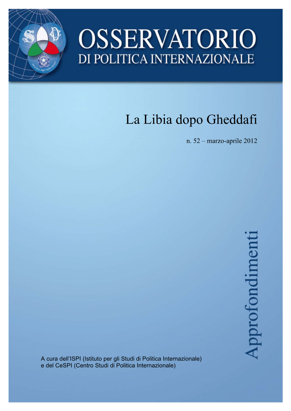 N. 52 La Libia Dopo Gheddafi