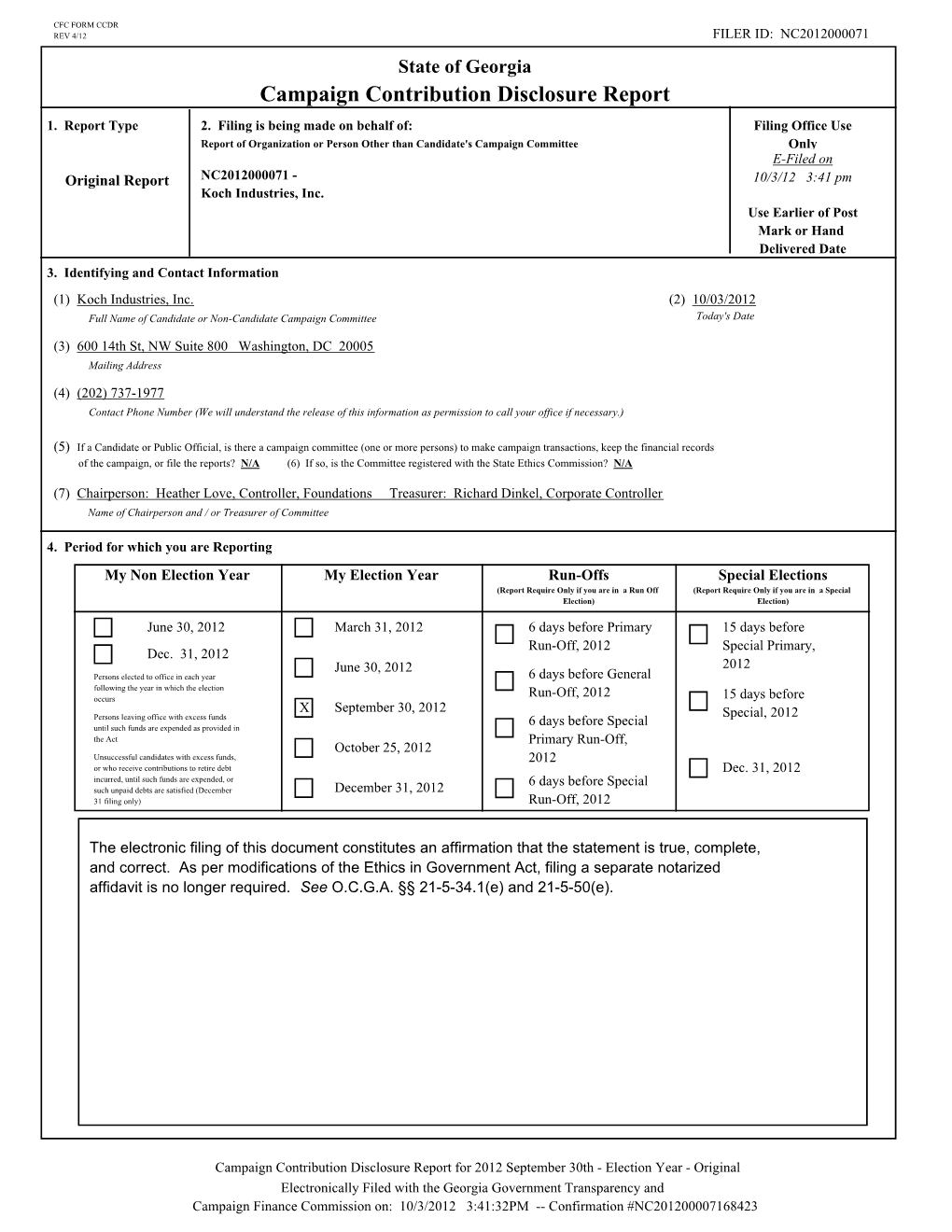 Campaign Contribution Disclosure Report 1