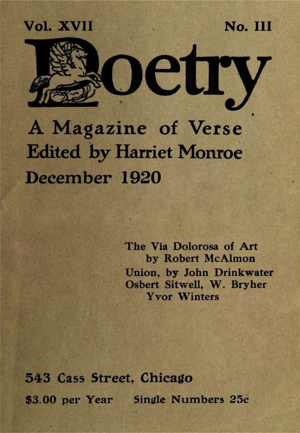 A Magazine of Verse Edited by Harriet Monroe December 1920