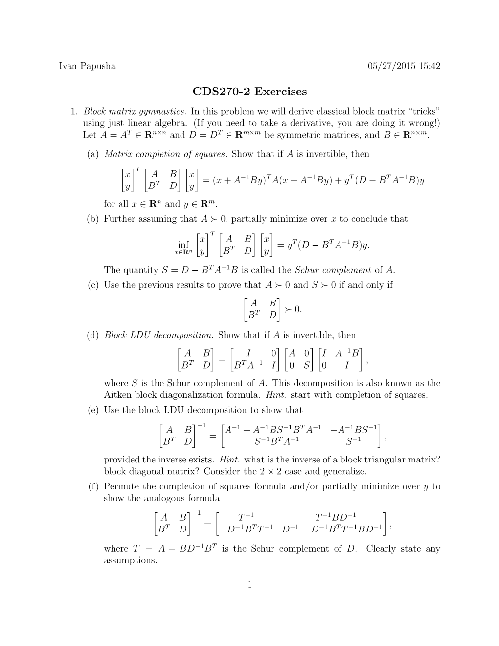 CDS270-2 Exercises 1