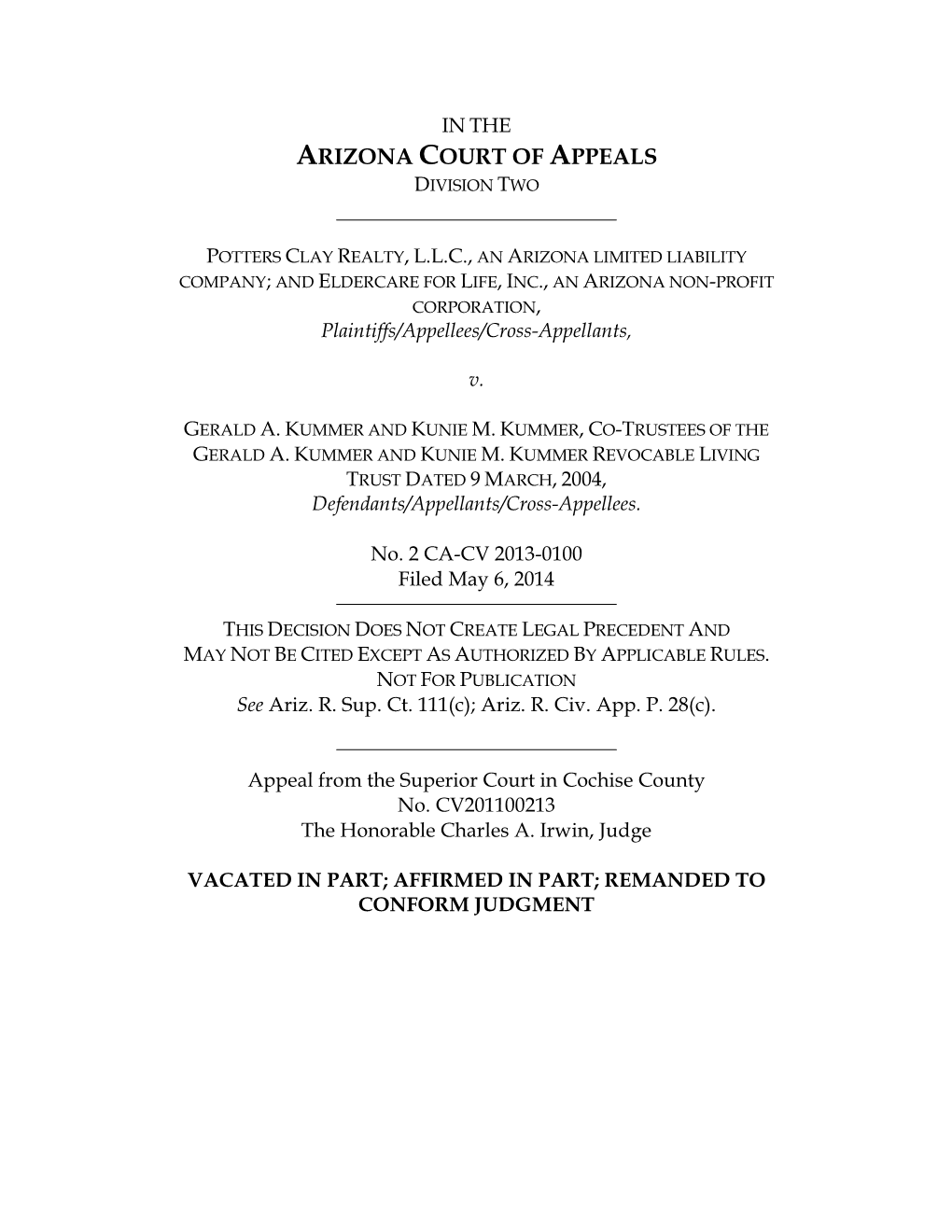 Arizona Court of Appeals Division Two