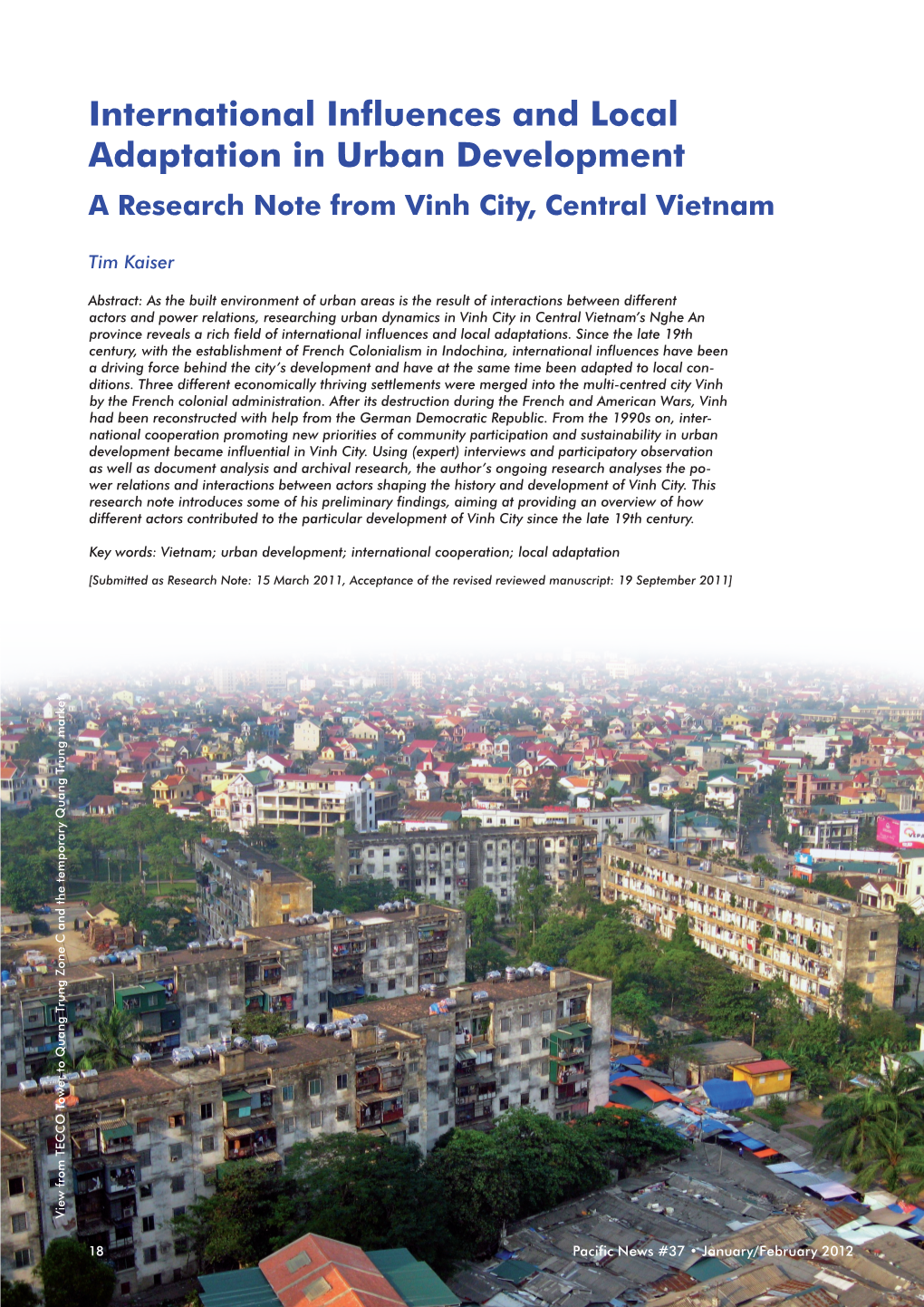 International Influences and Local Adaptation in Urban Development a Research Note from Vinh City, Central Vietnam