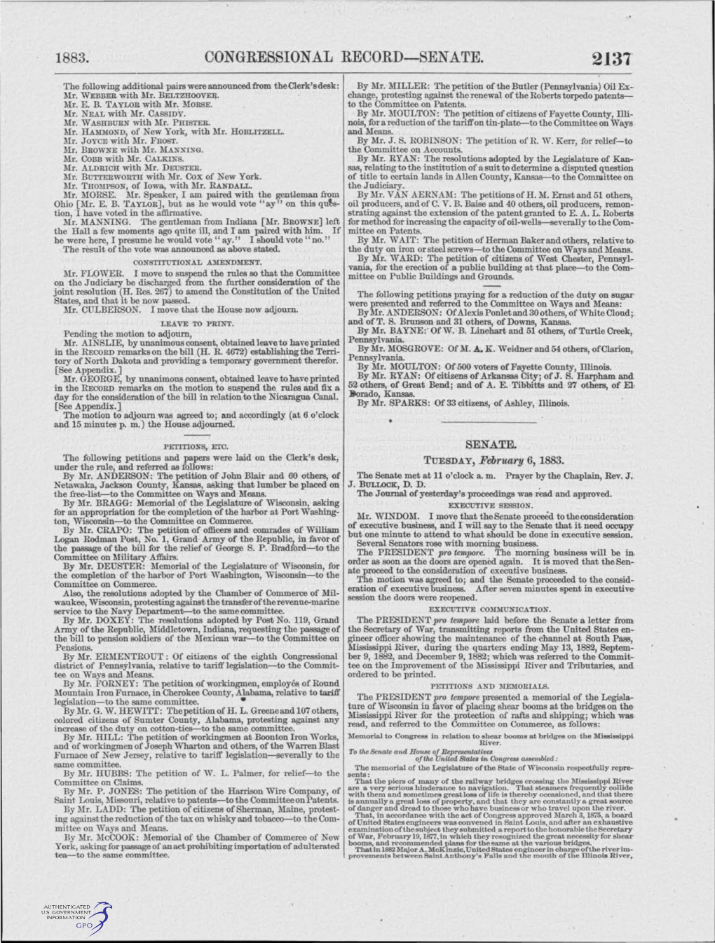 Congressional Record-Senate. 2137