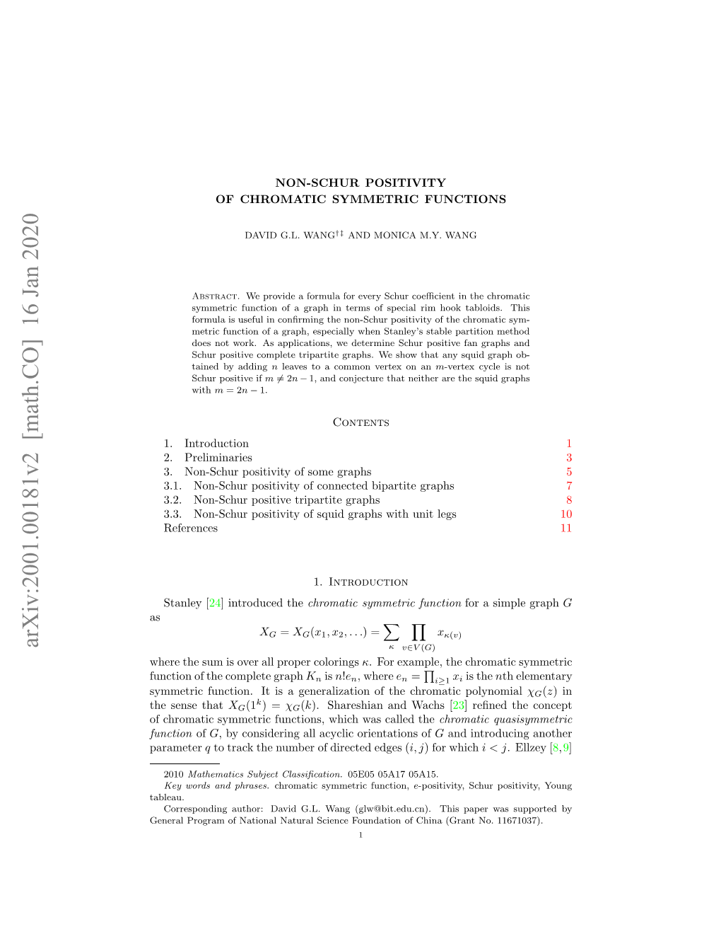 Arxiv:2001.00181V2 [Math.CO]