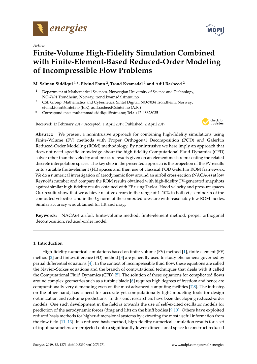 Finite-Volume High-Fidelity Simulation Combined with Finite-Element-Based Reduced-Order Modeling of Incompressible Flow Problems