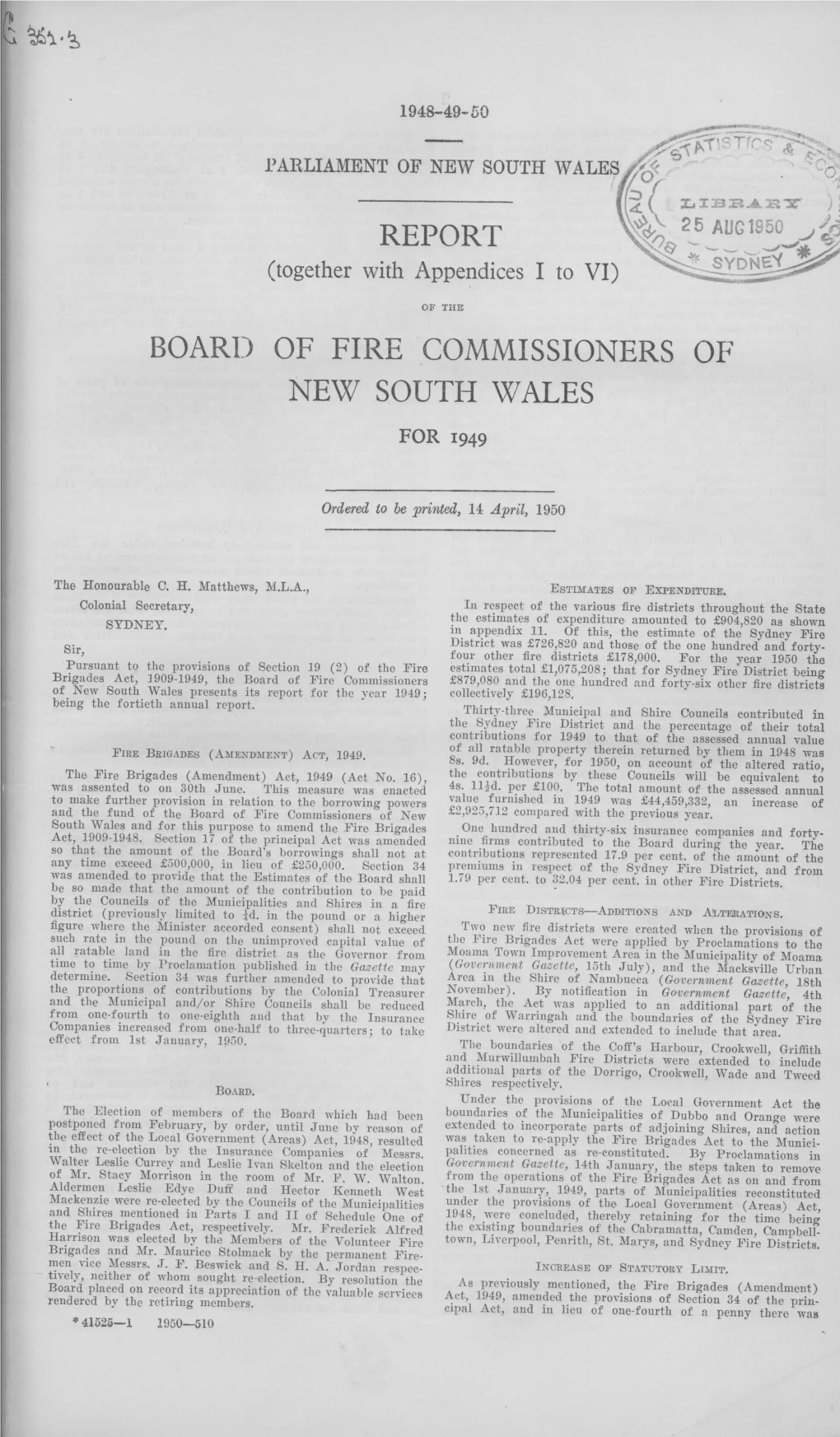 Report Boari) of Fire Commissioners of New