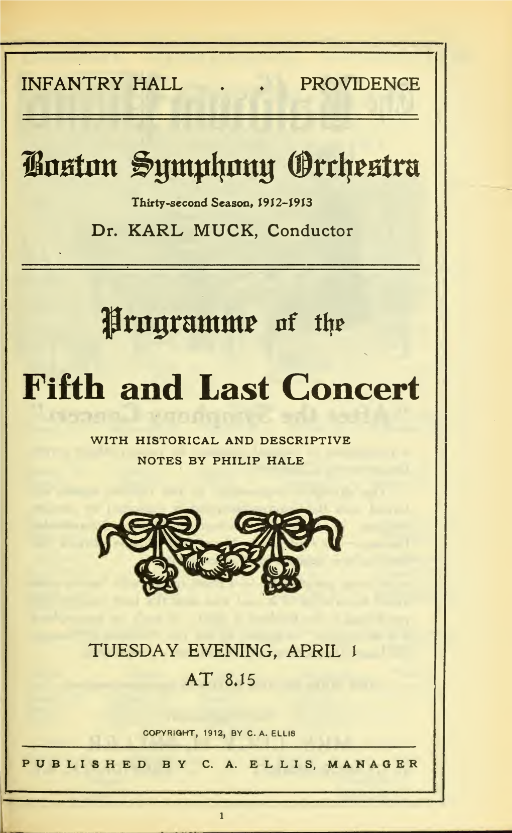 Boston Symphony Orchestra Concert Programs, Season 32,1912