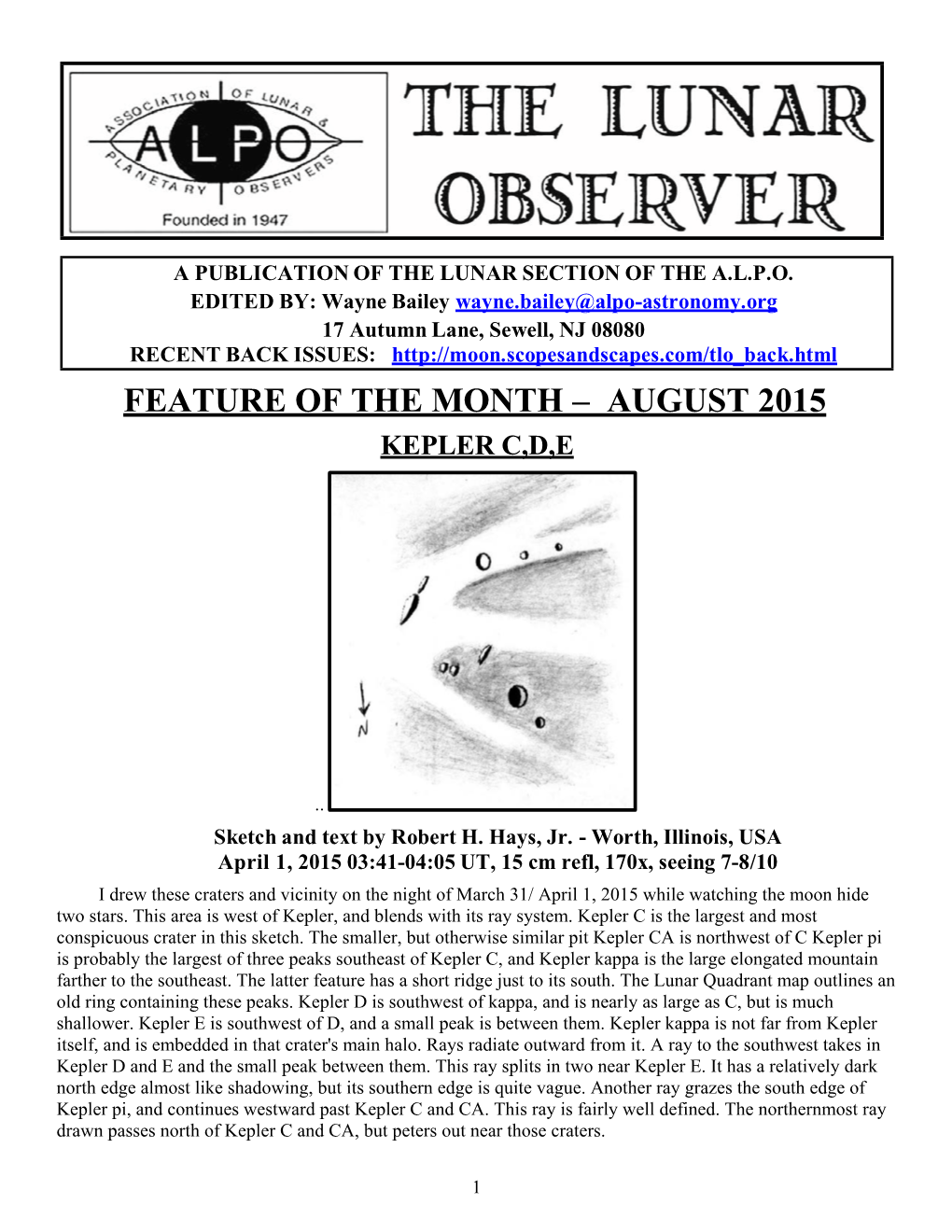 August 2015 Kepler C,D,E