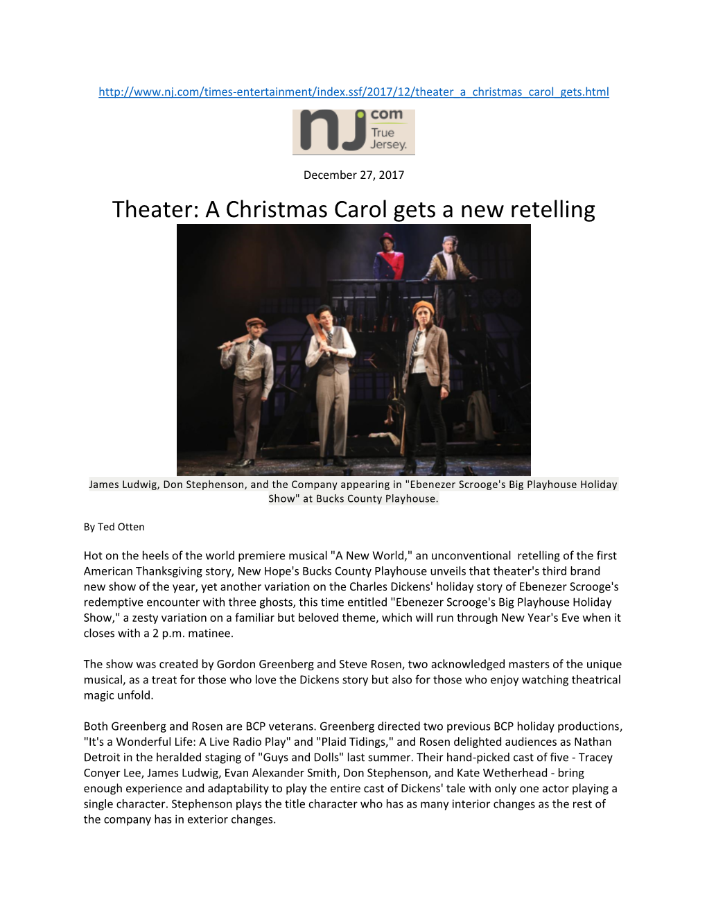 Theater: a Christmas Carol Gets a New Retelling