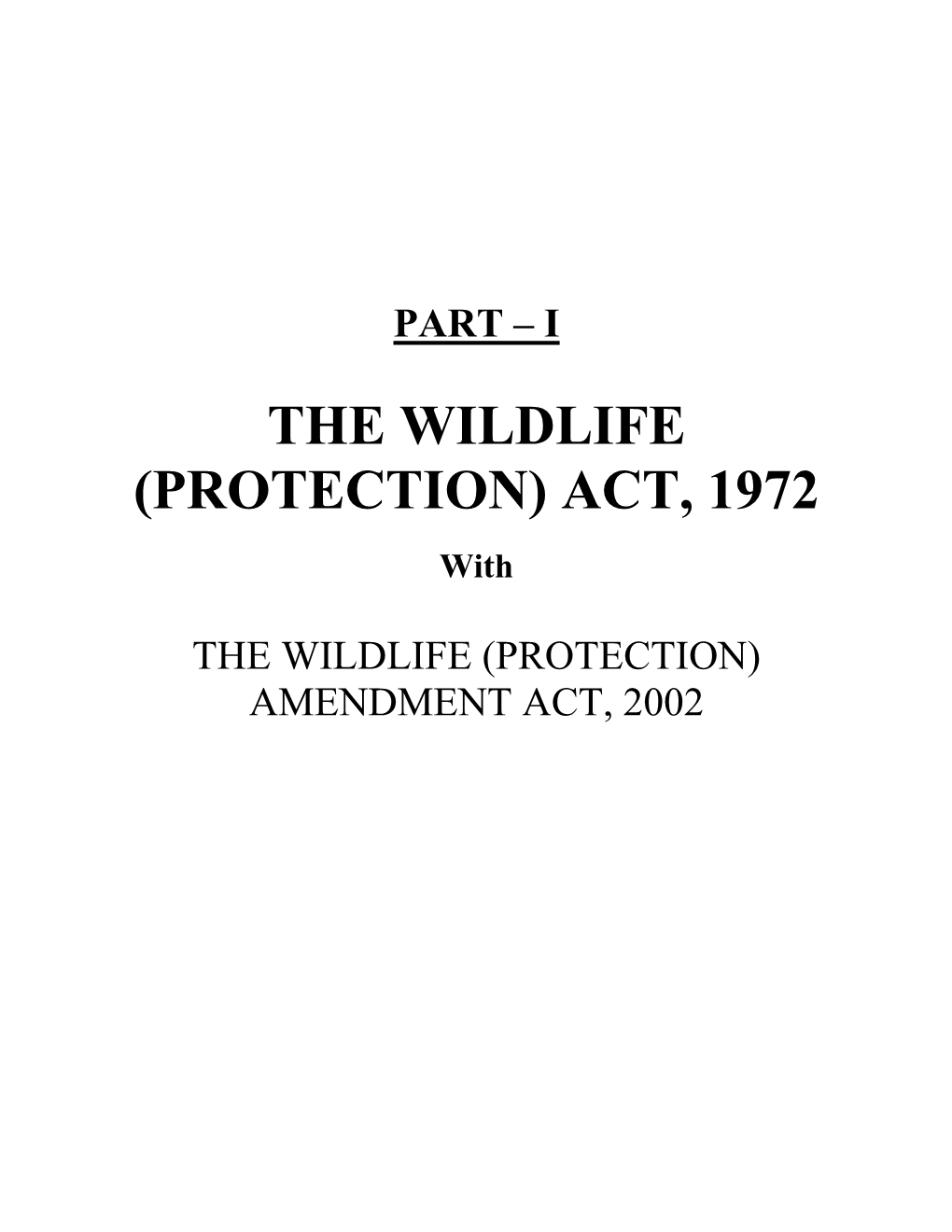 The Wildlife (Protection) Act, 1972