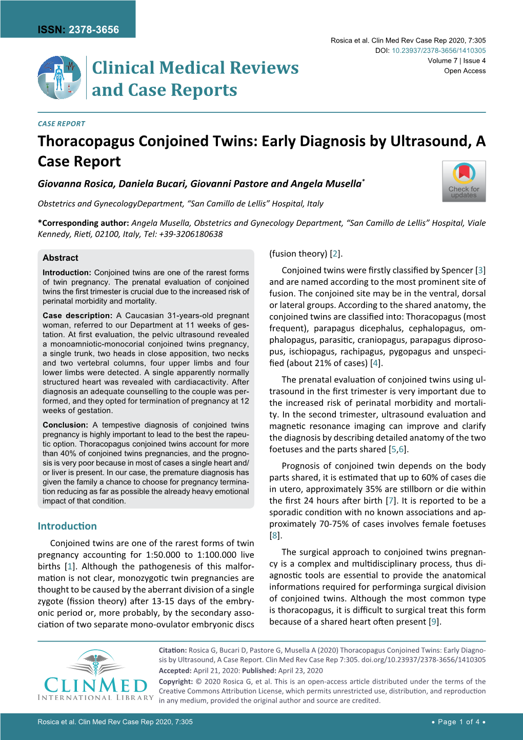 Thoracopagus Conjoined Twins: Early Diagnosis by Ultrasound, a Case Report