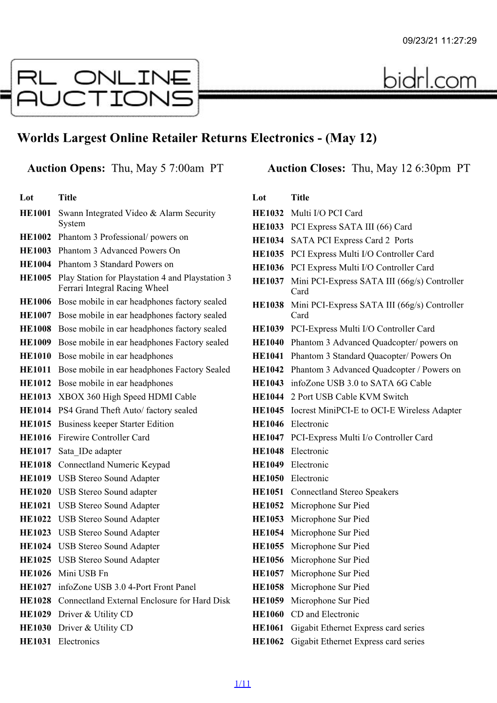 Worlds Largest Online Retailer Returns Electronics - (May 12)