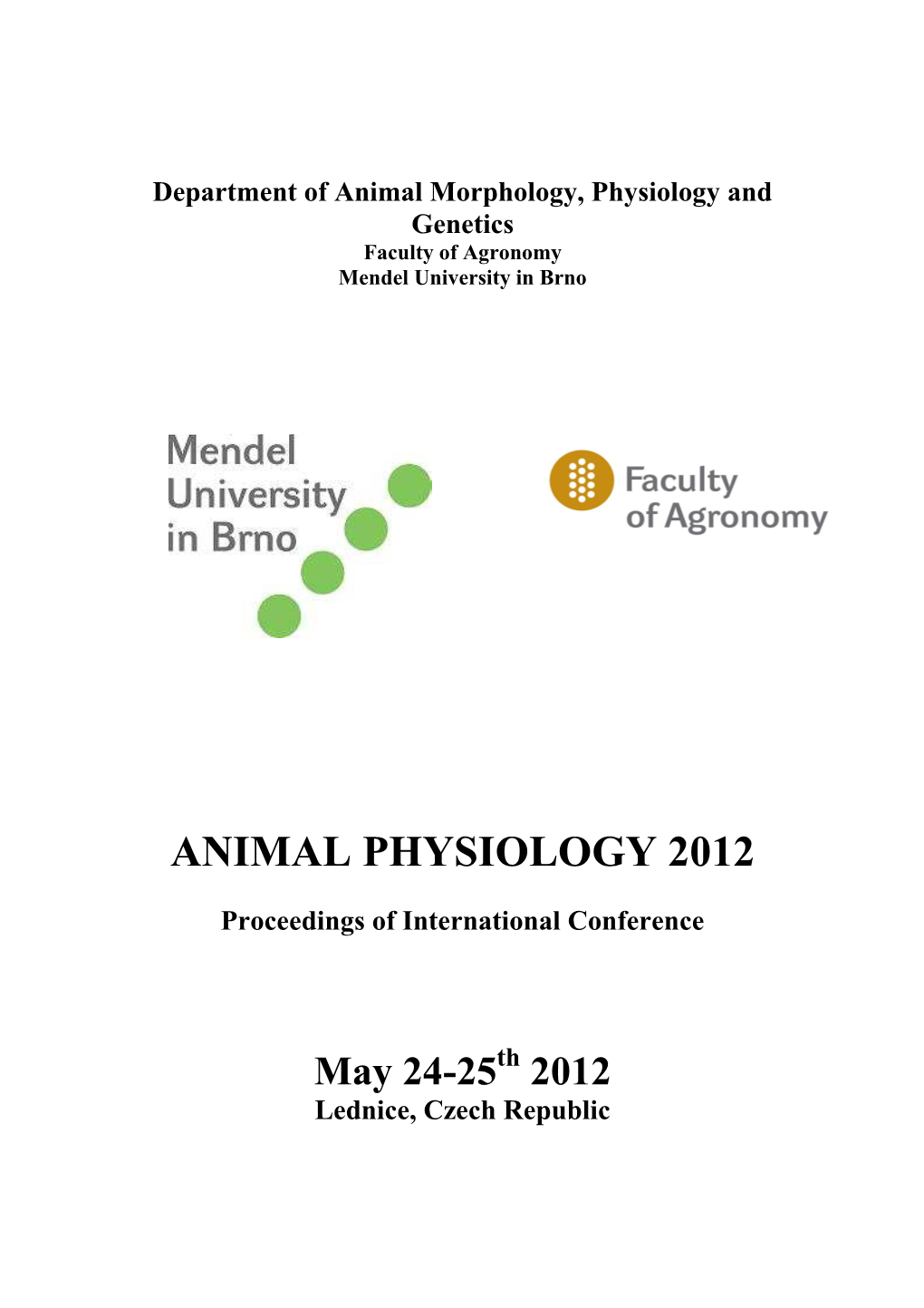 Animal Physiology 2012 Proceedings