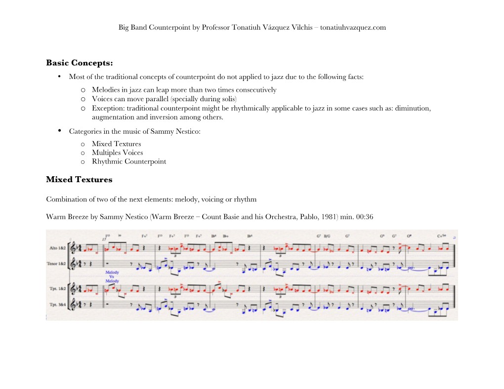 Big Band Counterpoint by Professor Tonatiuh Vázquez Vilchis – Tonatiuhvazquez.Com