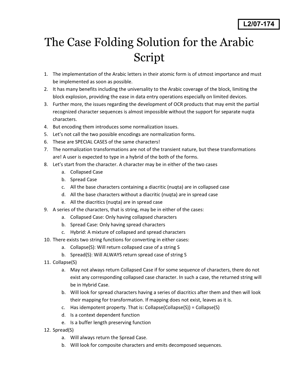 The Case Folding Solution for the Arabic Script