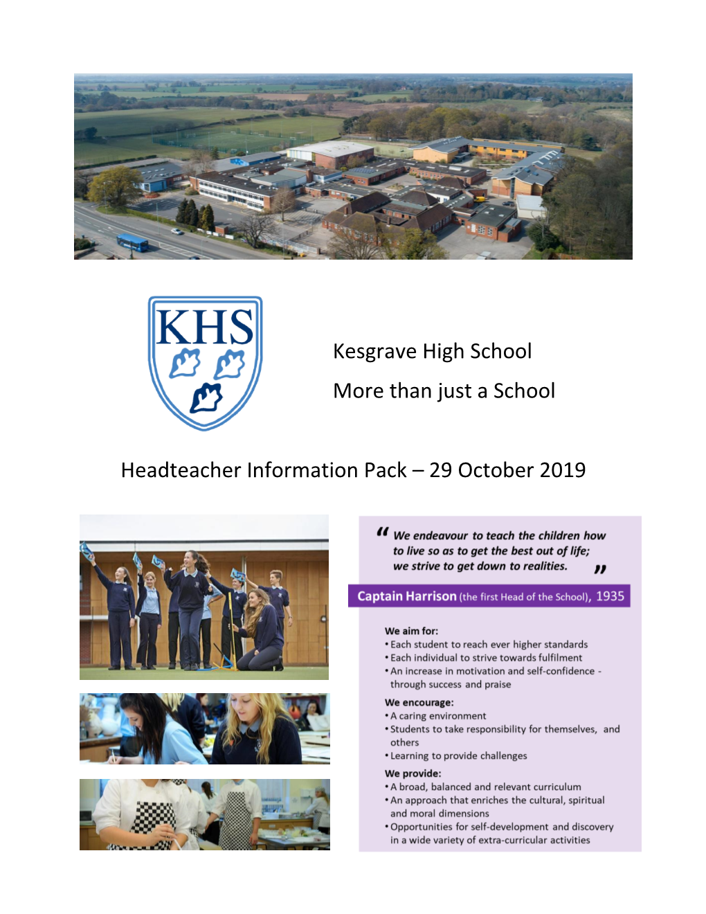 Kesgrave High School More Than Just a School Headteacher Information Pack – 29 October 2019