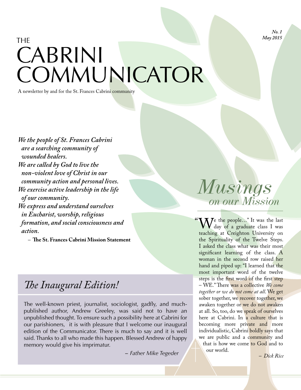 CABRINI COMMUNICATOR a Newsletter by and for the St