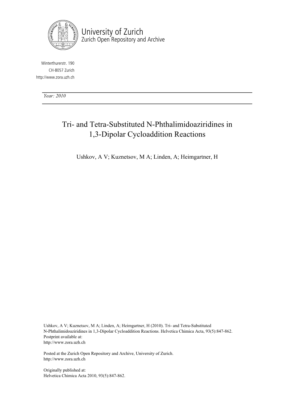 Tri-And Tetra-Substituted N-Phthalimidoaziridines in 1, 3