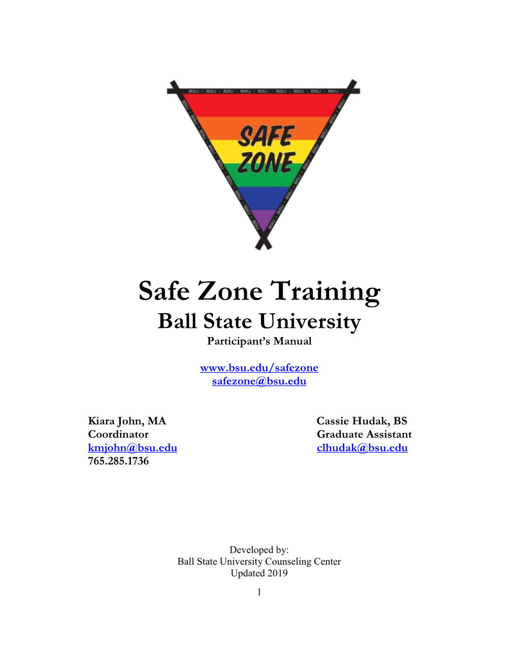 Safe Zone Training Ball State University Participant’S Manual