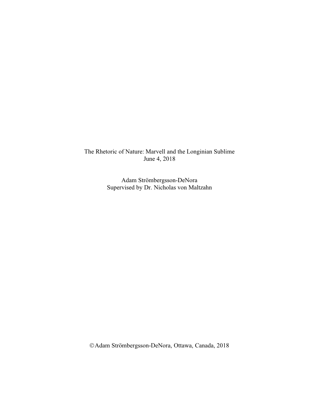 The Rhetoric of Nature: Marvell and the Longinian Sublime June 4, 2018