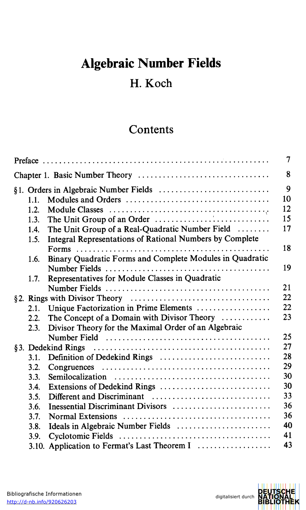 Algebraic Number Fields H