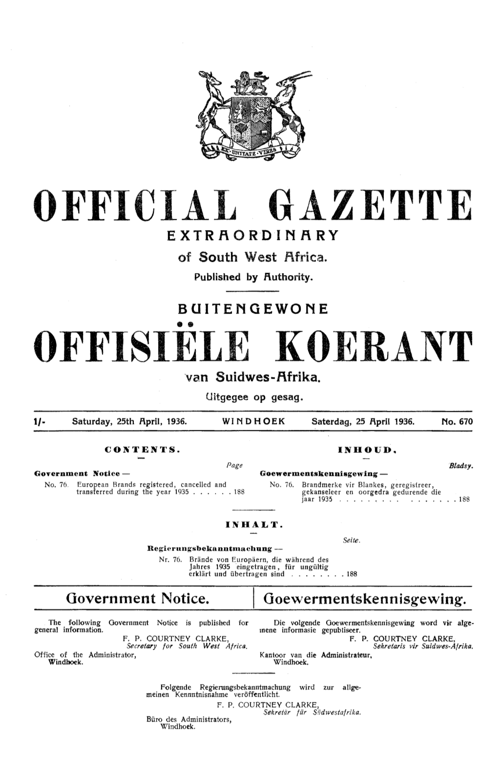 Official Gazette Offisiele Koerant