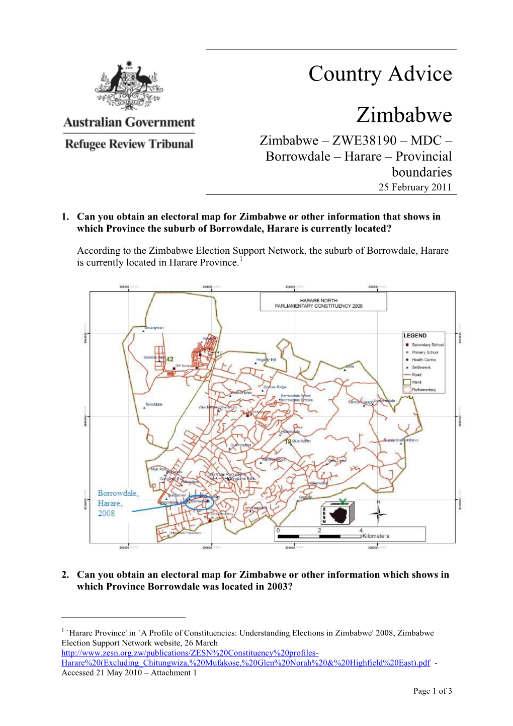 Borrowdale – Harare – Provincial Boundaries 25 February 2011