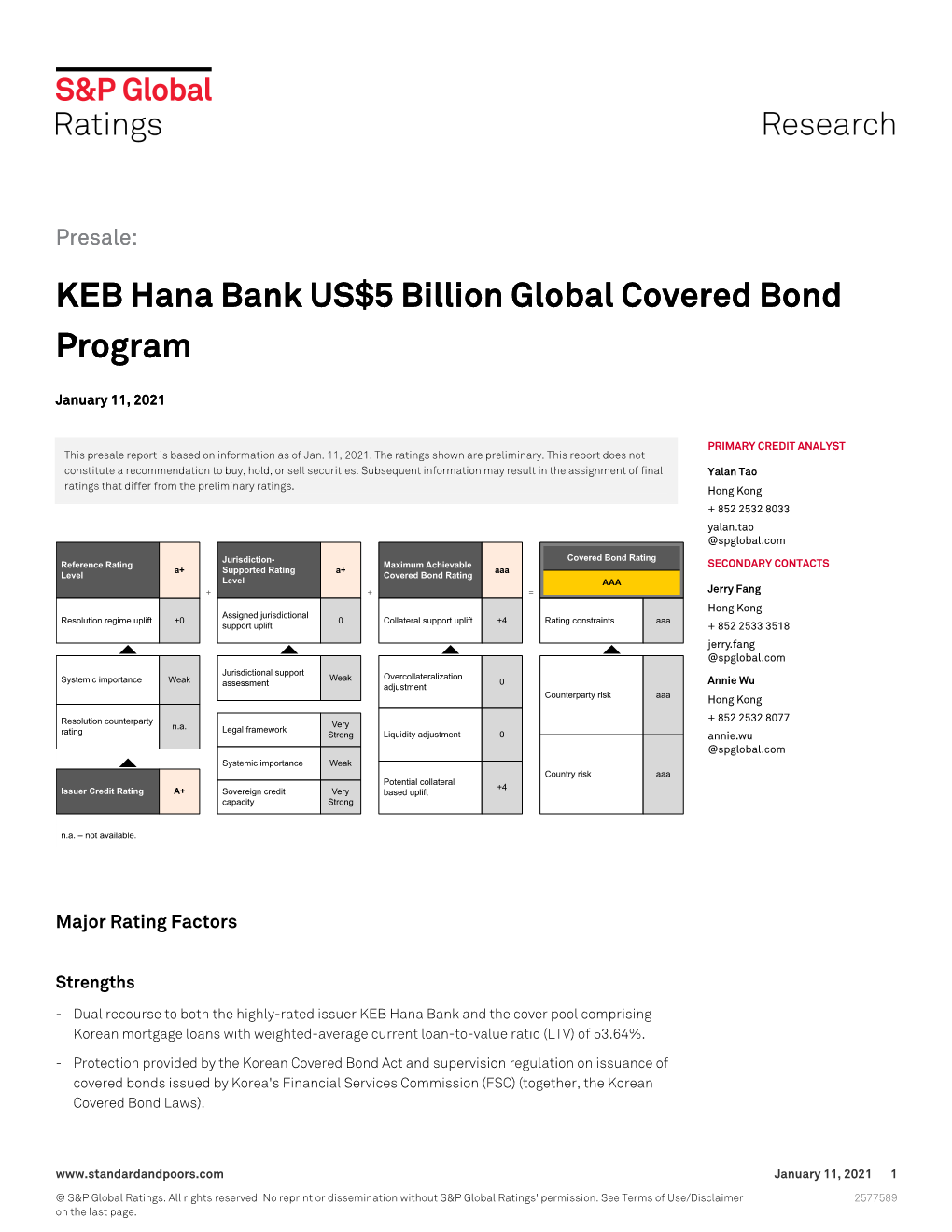 KEB Hana Bank US$5 Billion Global Covered Bond Program