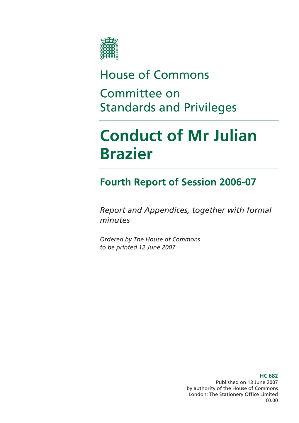 Conduct of Mr Julian Brazier
