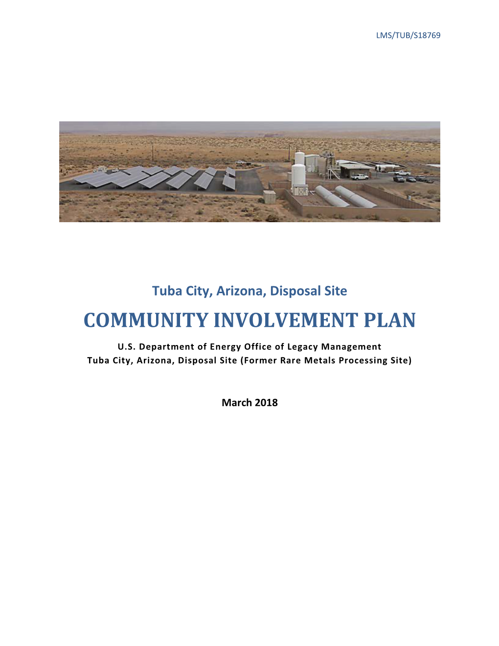 Tuba City, Arizona, Disposal Site COMMUNITY INVOLVEMENT PLAN U.S