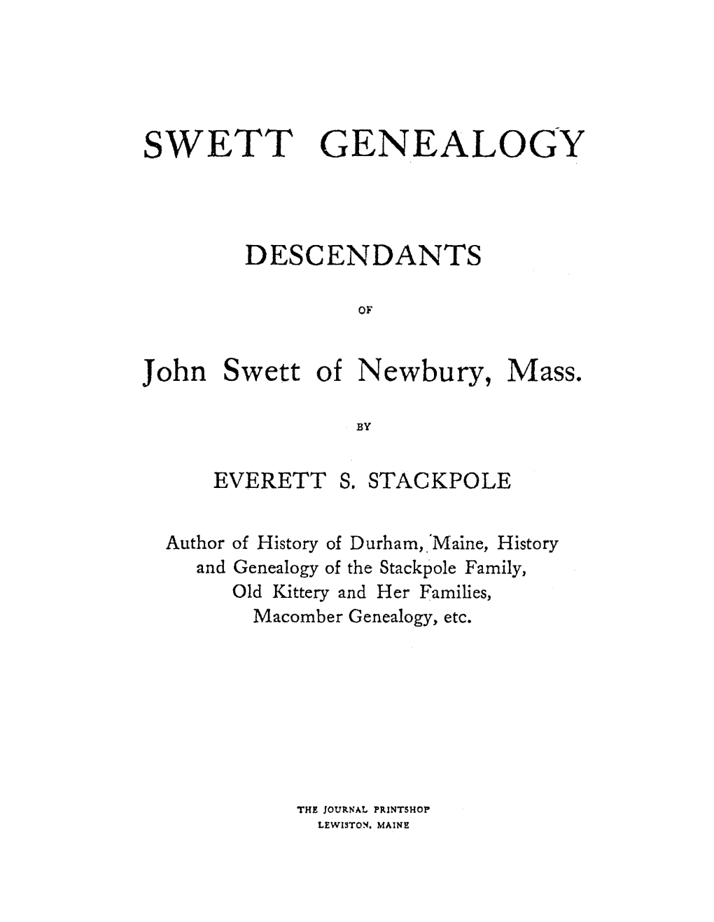 Swett Genealogy