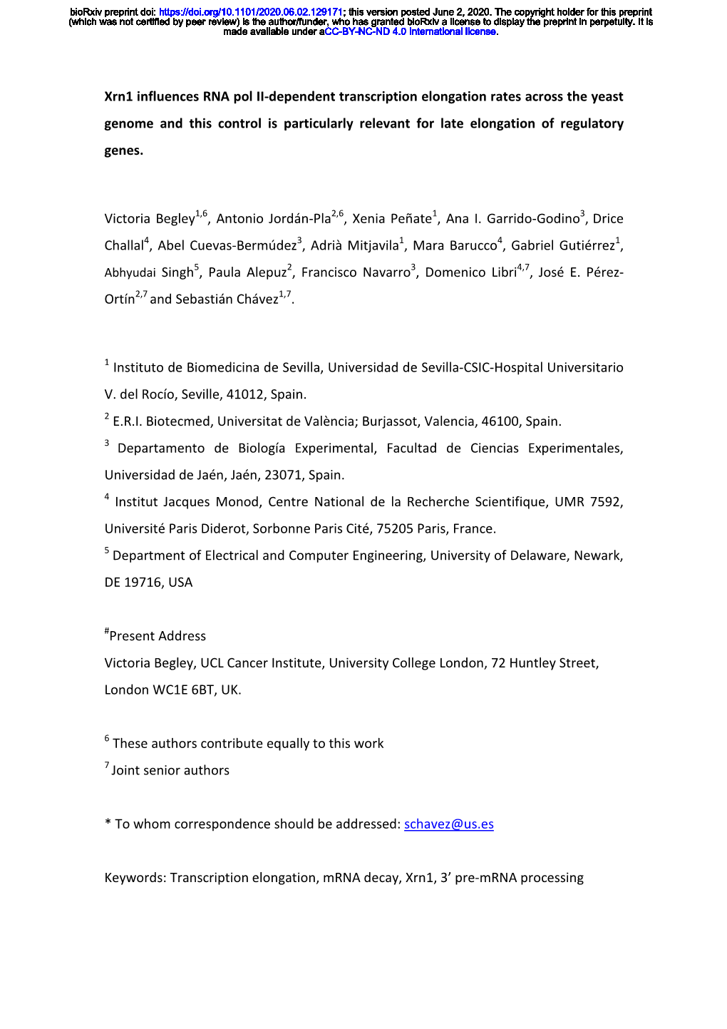 Xrn1 Influences RNA Pol II-Dependent Transcription Elongation Rates