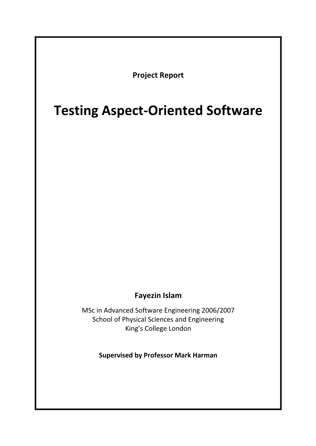 Testing Aspect-Oriented Software