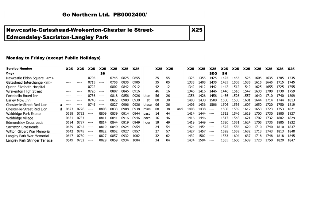 Edmondsley-Sacriston-Langley Park