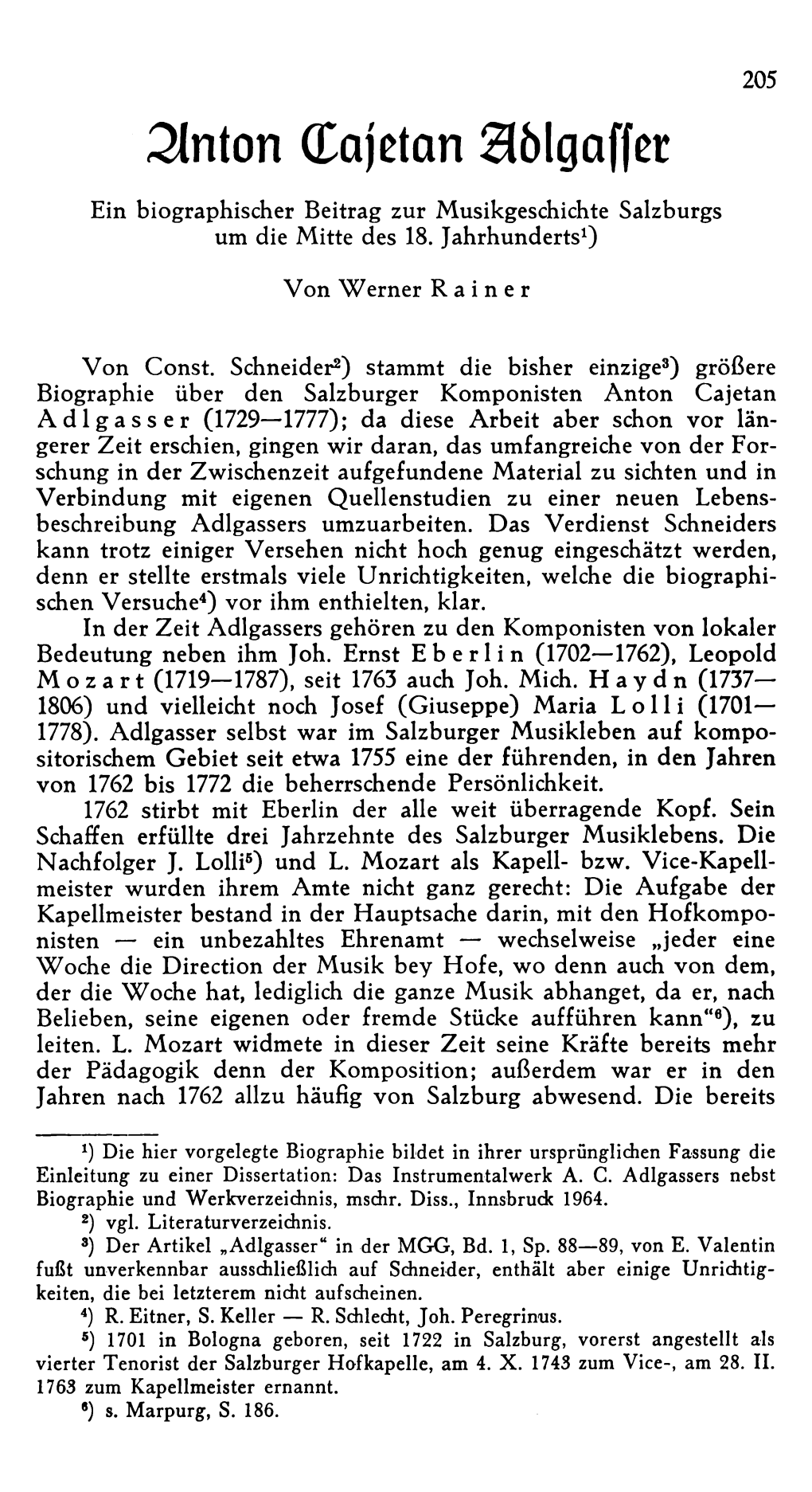 Sintern (Eajßtcm 36Lgaffer Ein Biographischer Beitrag Zur Musikgeschichte Salzburgs Um Die Mitte Des 18