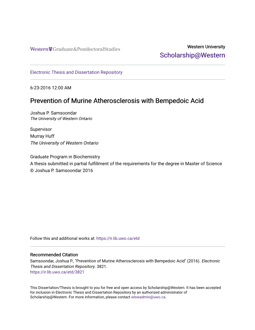 Prevention of Murine Atherosclerosis with Bempedoic Acid