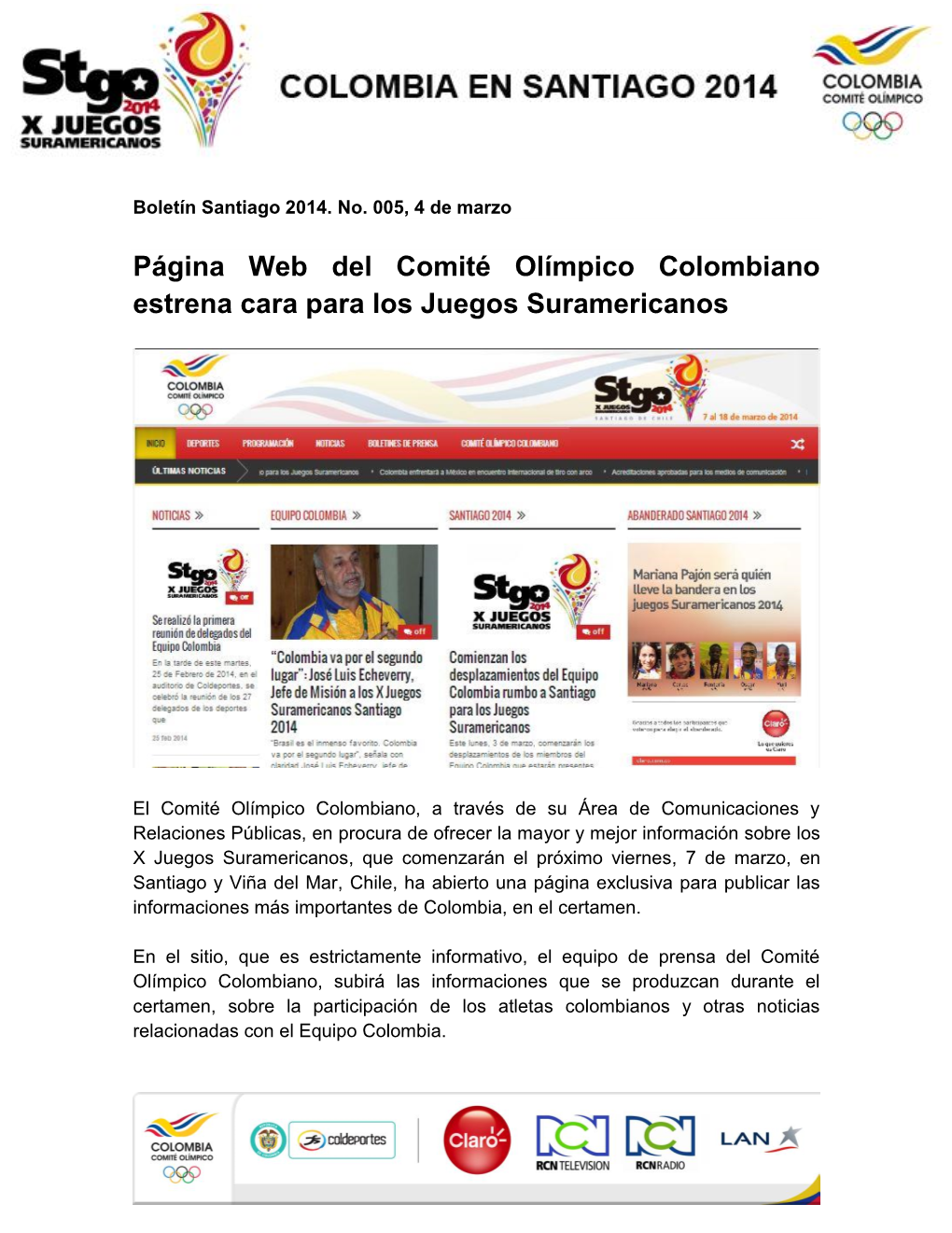 Boletín Santiago 2014. No. 005, 4 De Marzo