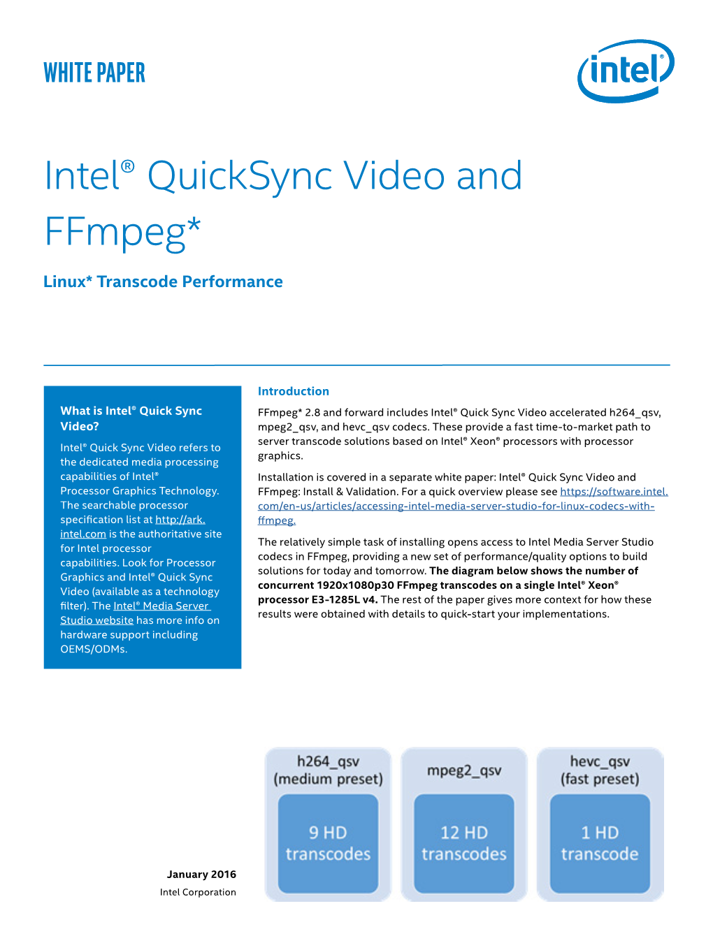 Intel® Quick Sync Video and Ffmpeg Performance