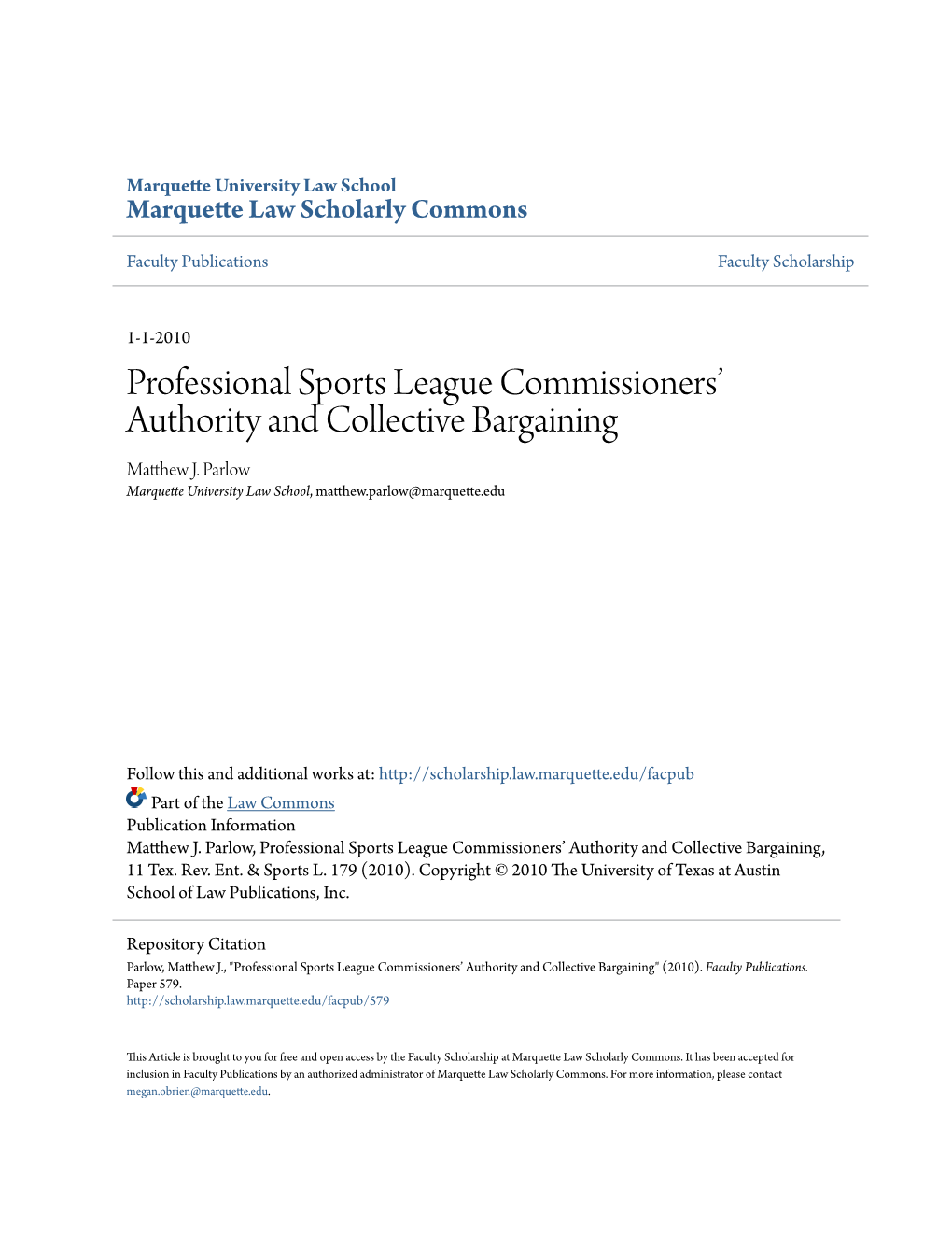 Professional Sports League Commissioners' Authority and Collective Bargaining