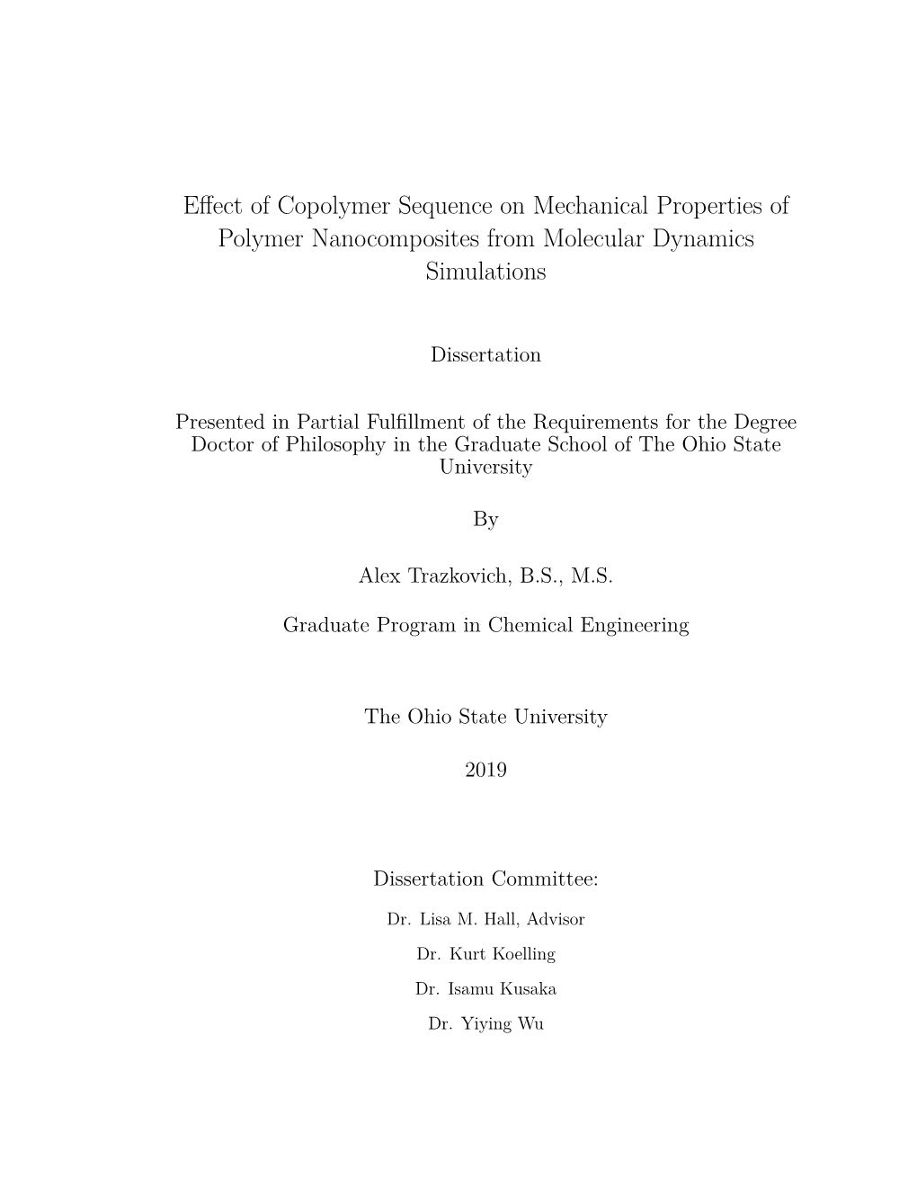 Effect of Copolymer Sequence on Mechanical Properties of Polymer