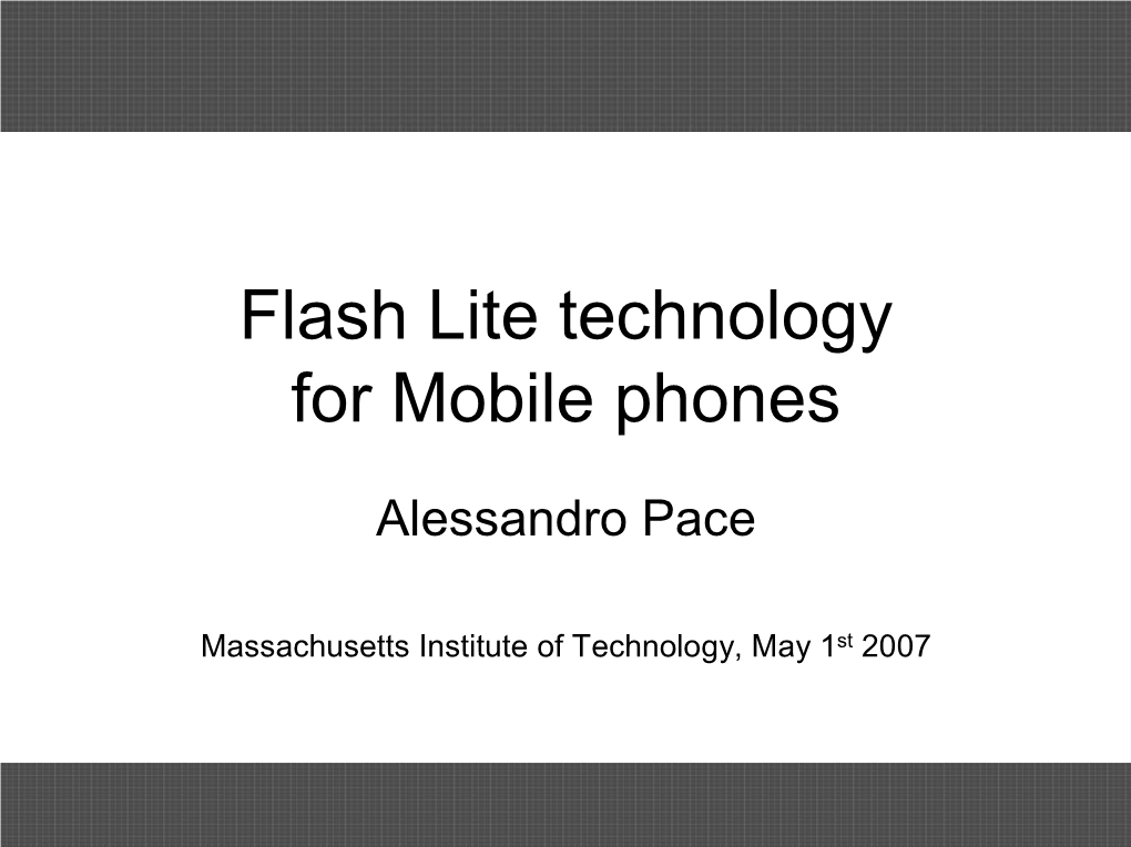 Flash Lite Technology for Mobile Phones