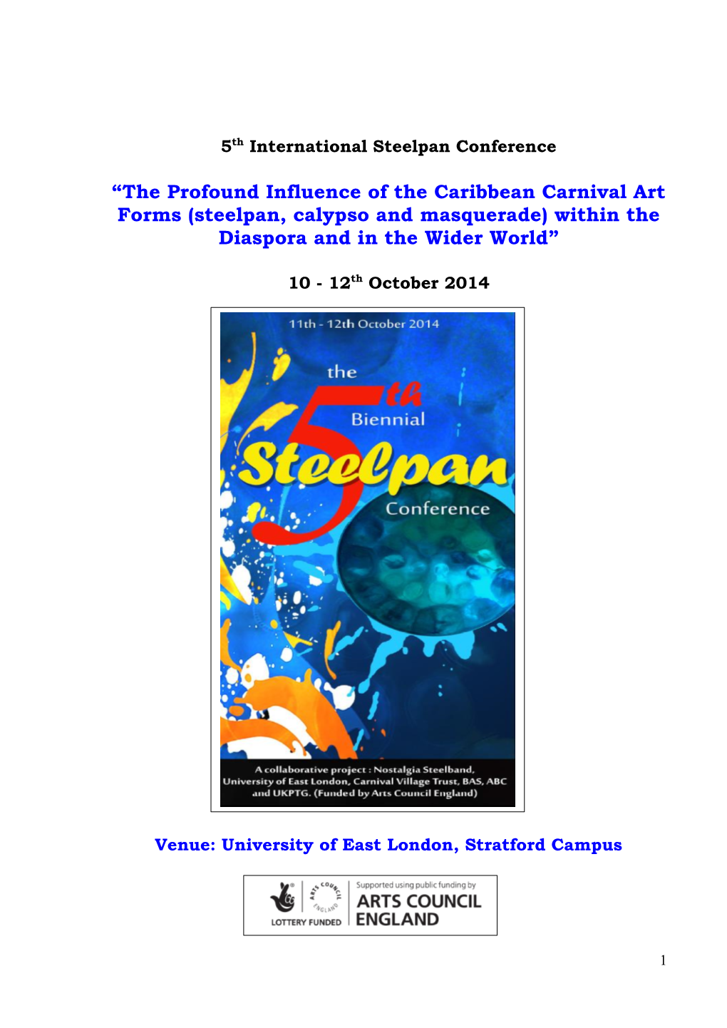 First European International Conference on Steelpan