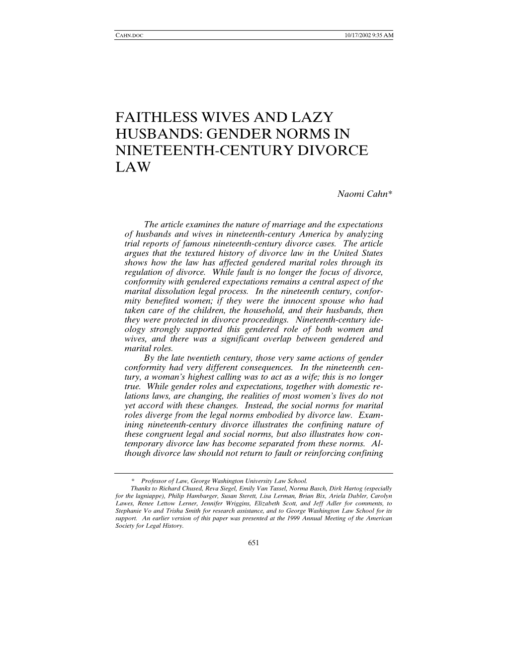 Gender Norms in Nineteenth-Century Divorce Law