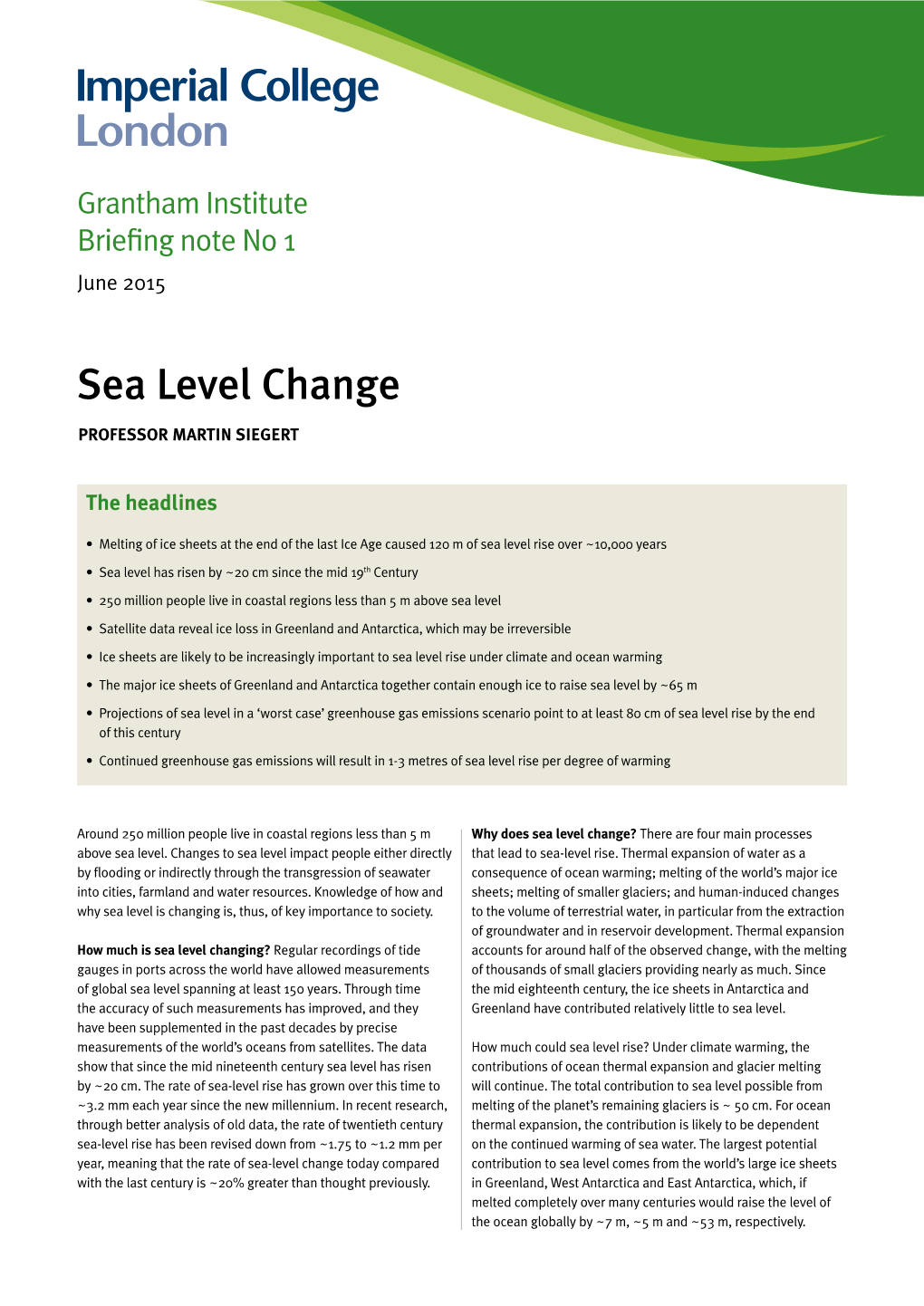 Sea Level Change