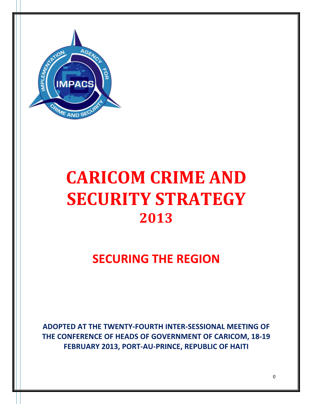 Caricom Crime and Security Strategy 2013