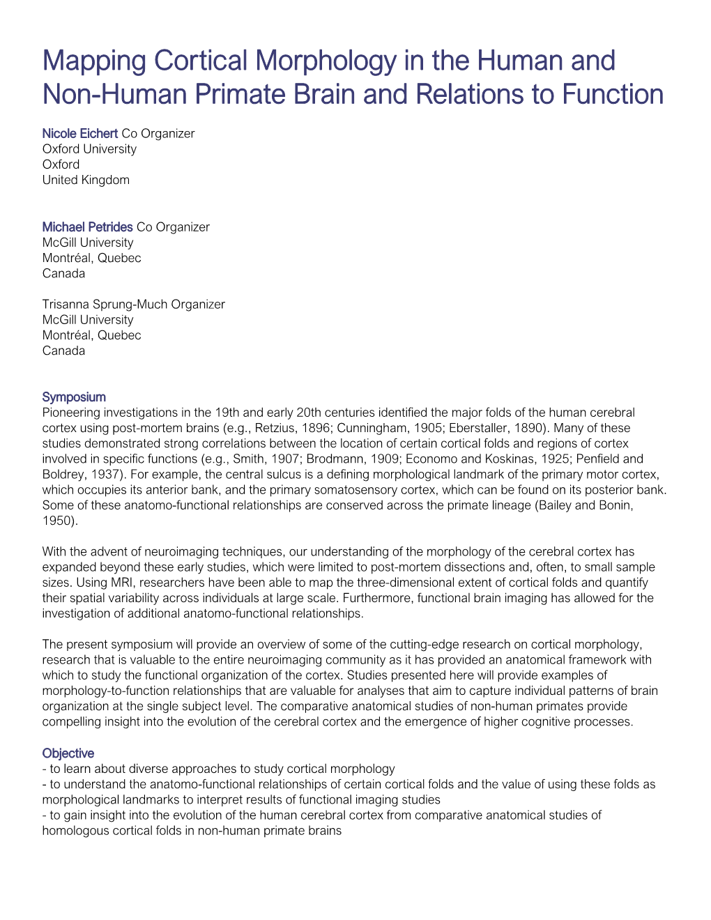 Mapping Cortical Morphology in the Human and Non-Human Primate