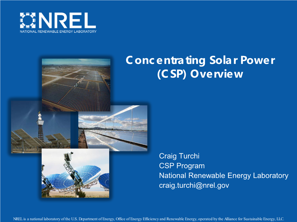 Concentrating Solar Power Overview