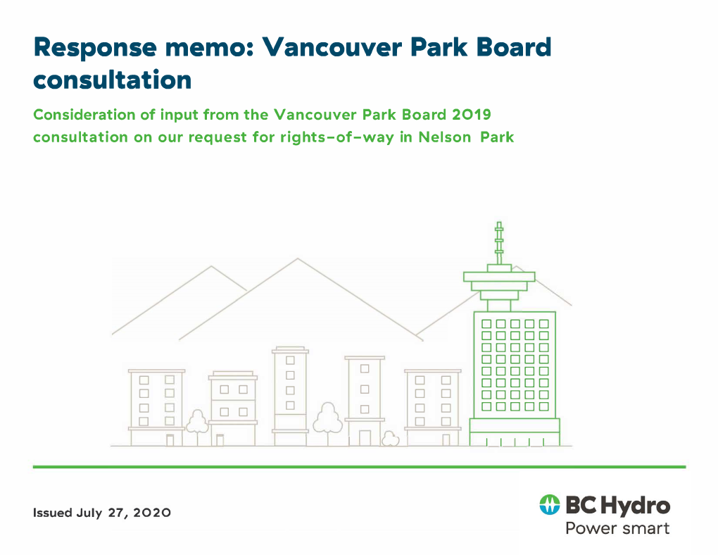 Response Memo: Vancouver Park Board Consultation