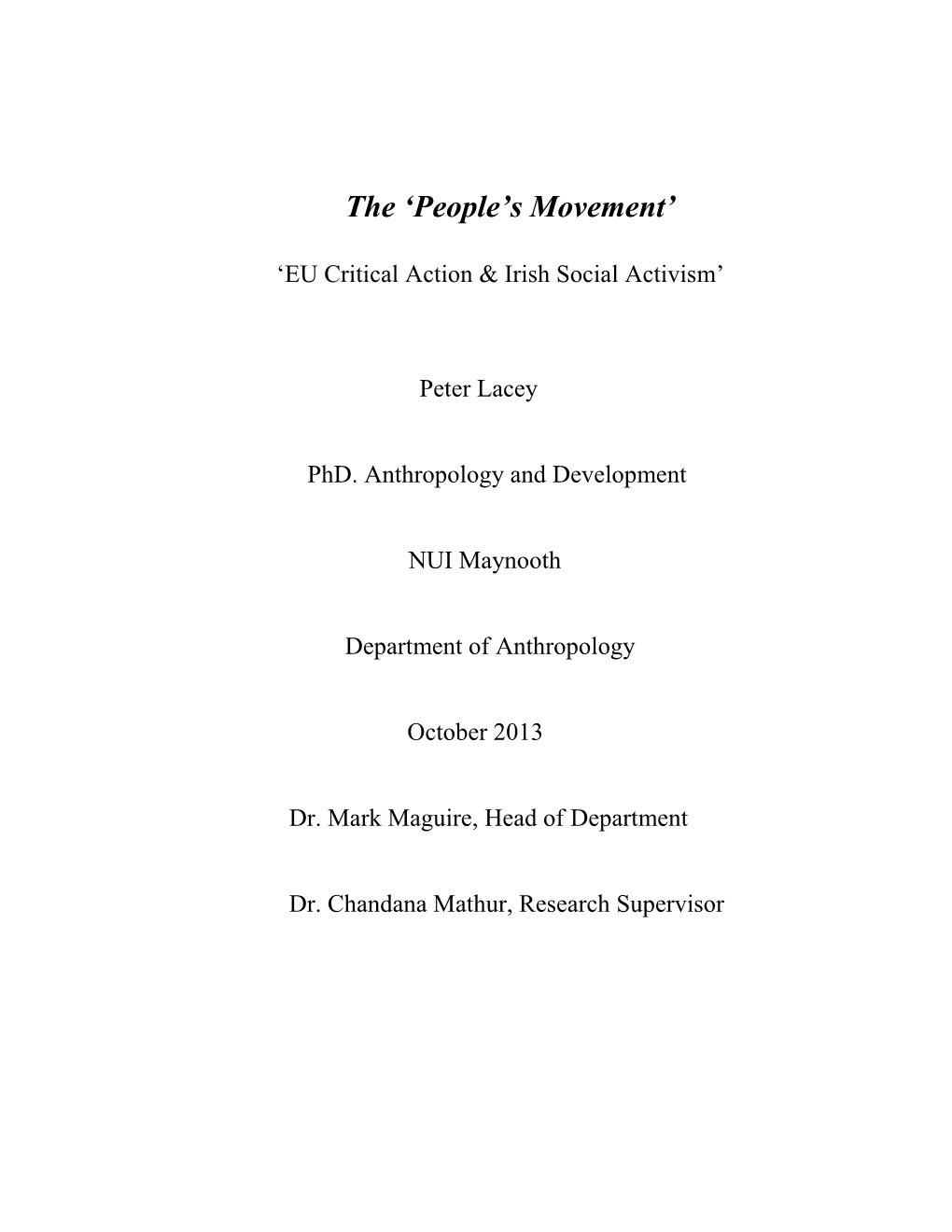 The 'People's Movement'